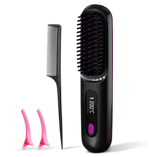 Electric Negative Ions Ceramic Hot Comb 3 Setting Smoothing Negative Ion Hair Care Comb Anti-Scald Ionic Hot Comb Straightener