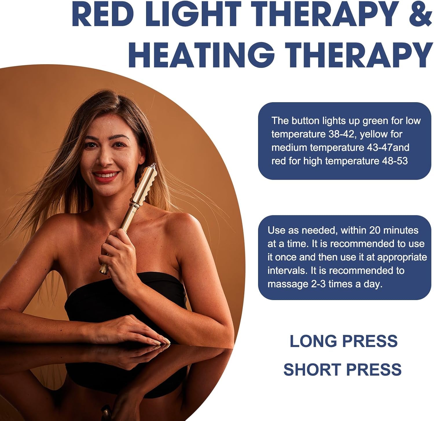 Muscle Roller with Red Light Therapy, Massage Roller Stick for Relieving Muscle Soreness Cramping Tightness, Help Legs Back Joints Recovery, the Top Part Tones the Tendons