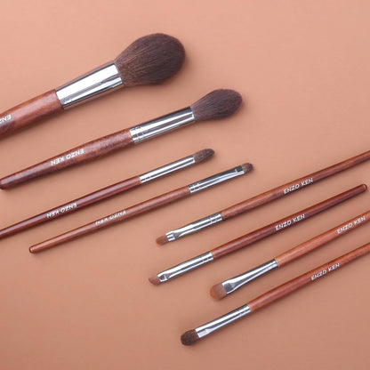 Walnut Makeup Brushes Set Professional, Natural Pony Hair Makeup Brush Set with Case, Cosmetic Brushes Makeup Set, Natural Bristle Makeup Brushes, Natural Hair Make up Brush Set Professional.