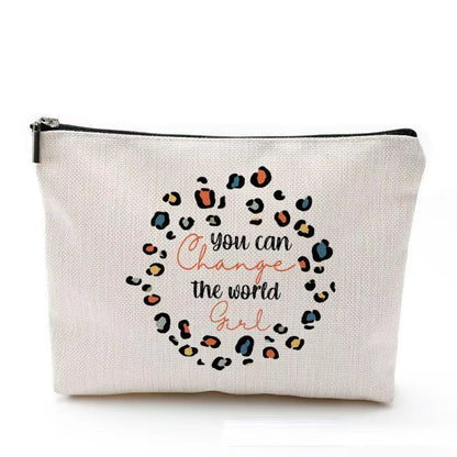 Camping Print Makeup Bag Waterproof Cotton Hemp Zipper Bag Cosmetic Jewelry Travel Washings Storage Bag