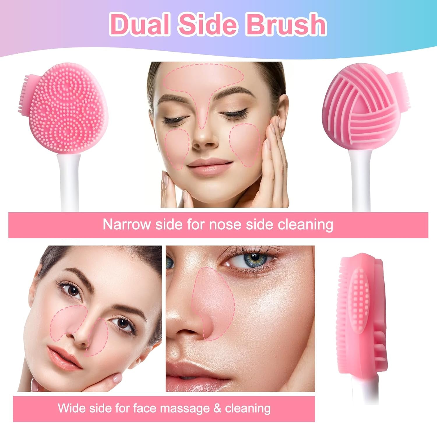 Silicone Face Scrubber Face Mask Brush Exfoliating Lip Brush Cleansing Brush Facial Cleansing/Wash Brush Exfoliator Blackhead Skin Care Tool Makeup Removes Dead & Dry Skin for Women Grils