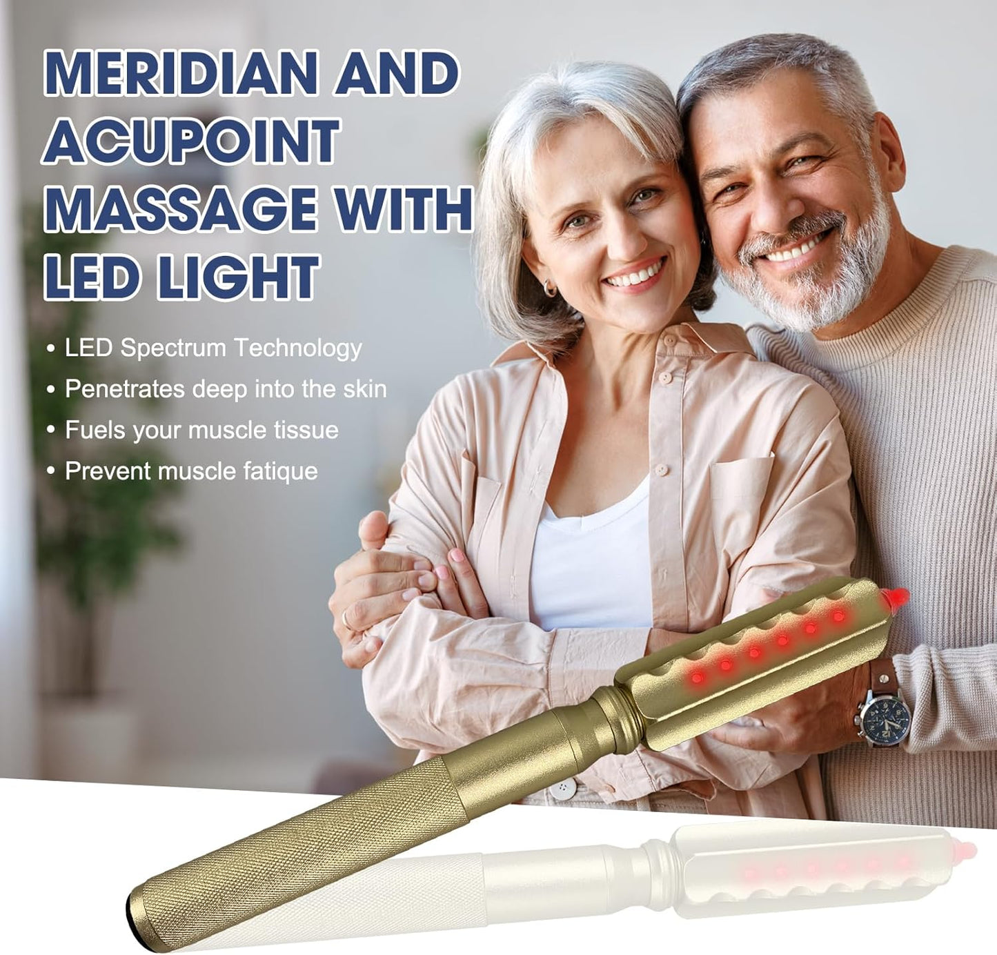 Muscle Roller with Red Light Therapy, Massage Roller Stick for Relieving Muscle Soreness Cramping Tightness, Help Legs Back Joints Recovery, the Top Part Tones the Tendons