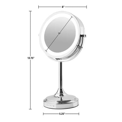 5.3 In. X 12.8 In. Tabletop Makeup Mirror in Polished Chrome