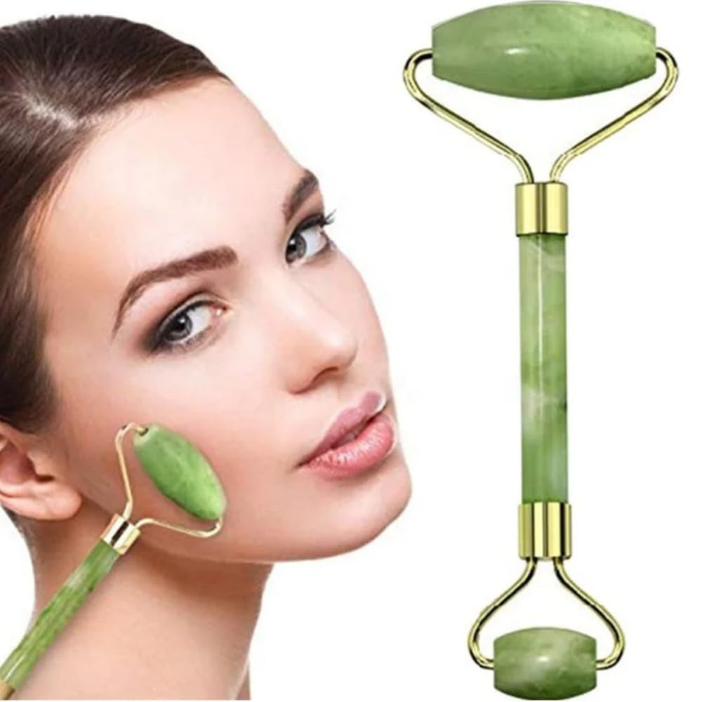 "" Jade Roller & Gua Sha Facial Tool Set: Boost Radiance and Relaxation with Gentle Massage - Reduce Puffiness, Improve Circulation, and Enhance Skincare Routine"", Green