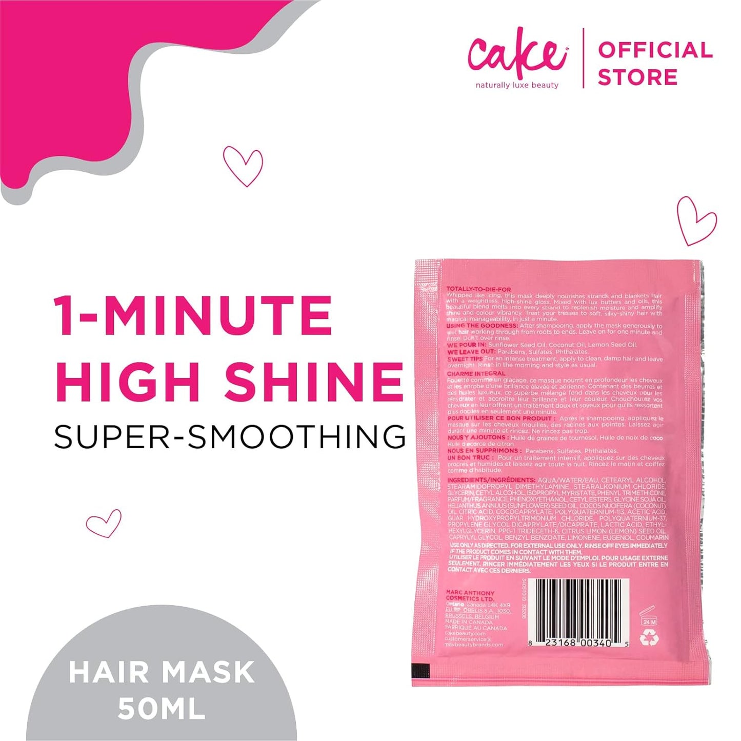 the Top Coat One Minute High Shine Hair Mask, 1.69 Ounce