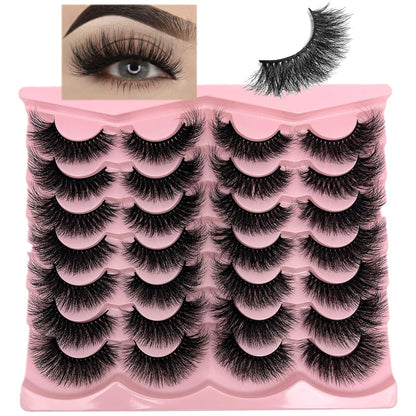 Fluffy Lashes Mink Wispy Cat Eye Faux Mink Eye Lashes Pack Soft Fake Strip Eyelashes 18Mm Long Volume False Eyelashes Natural Look