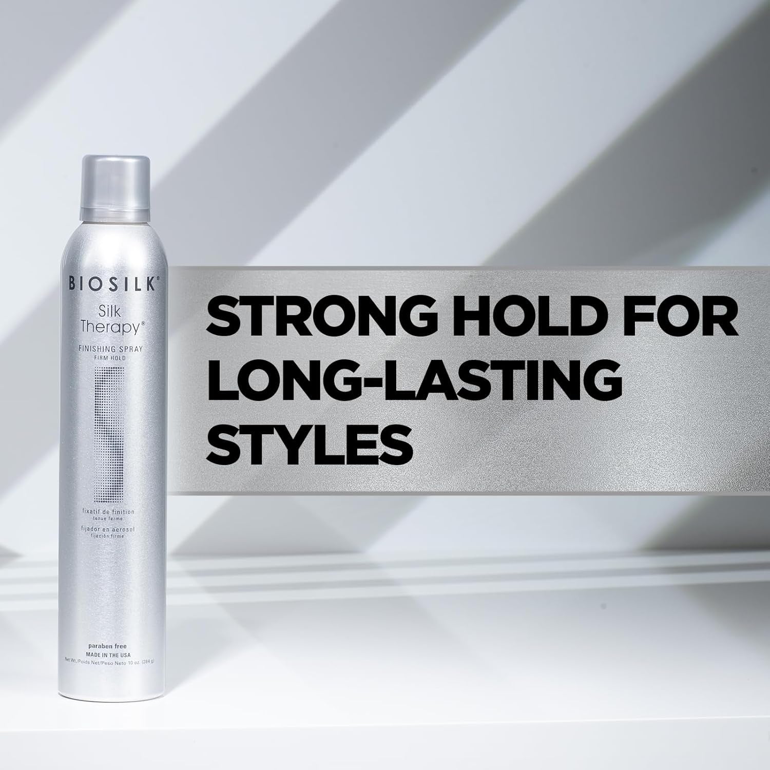 Silk Therapy Finishing Spray Firm Hold, Strong-Hold Hairspray for Long-Lasting Styles, Sulfate, Paraben, & Cruelty-Free, 10 Oz