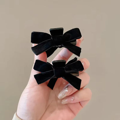 Sweet Bow Bangs Side Claw Small Hair Claw Princess Velvet Bow Hair Clip Claw Clamp Headwear Girl Women Korean Hair Styling Tools