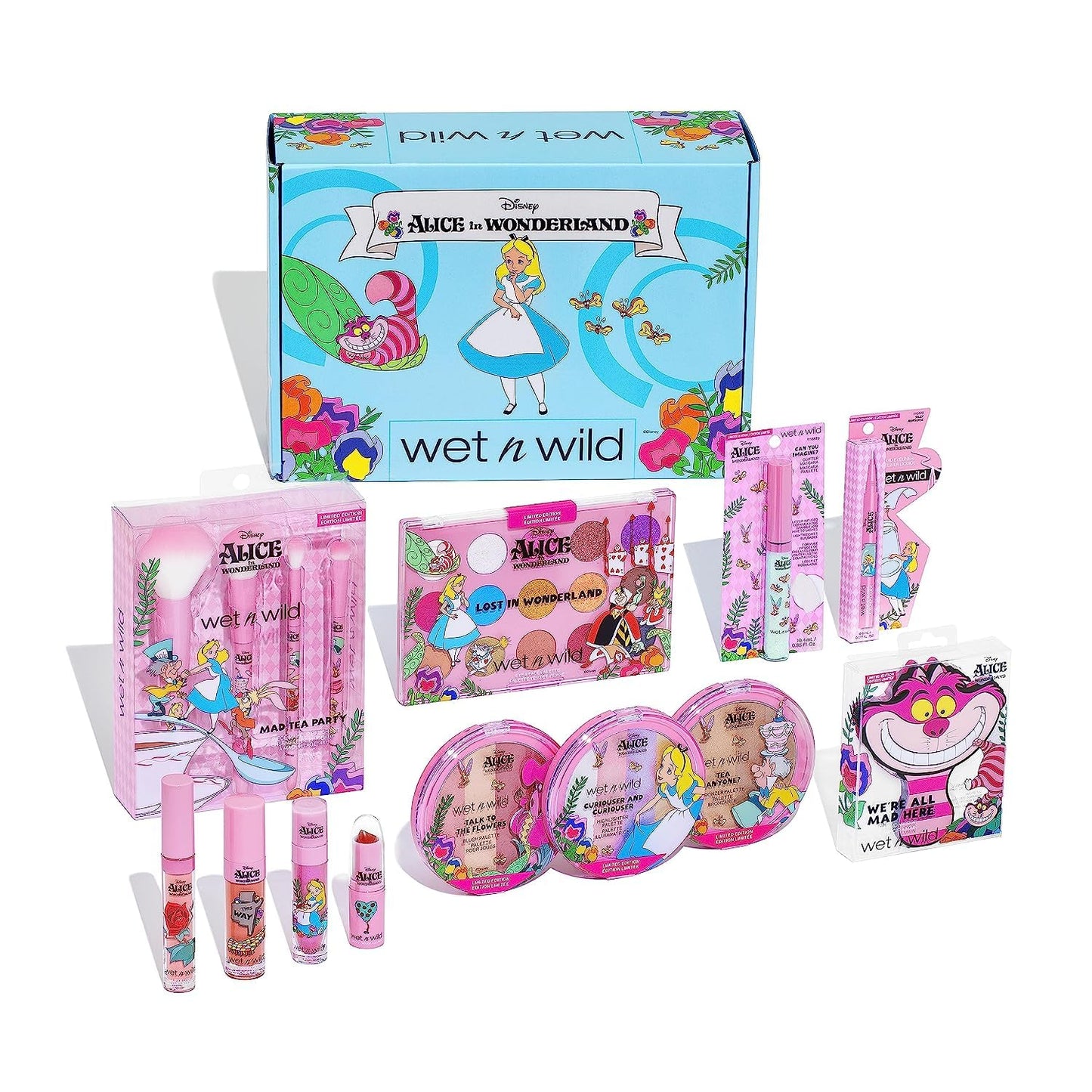 Alice in Wonderland PR Box - Makeup Set with Versatile Brushes, Buildable & Blendable Palettes, Vibrant Colors, & Lip Glosses for Unique Looks, Cruelty-Free & Vegan