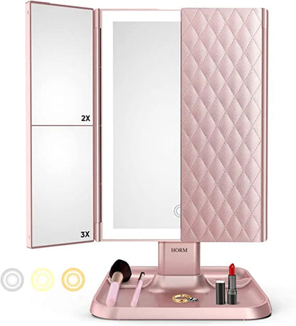 Trifold LED Makeup Mirror