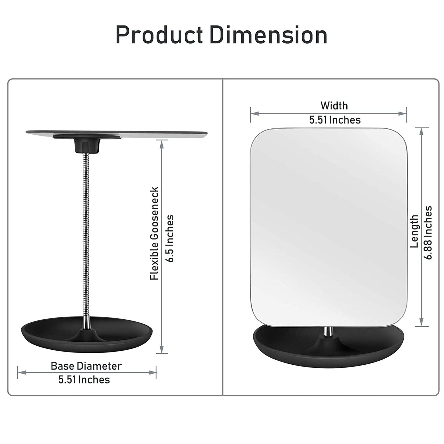 Table Vanity Mirror with Stand - Makeup Mirror for Desk - Adjustable Flexible Go