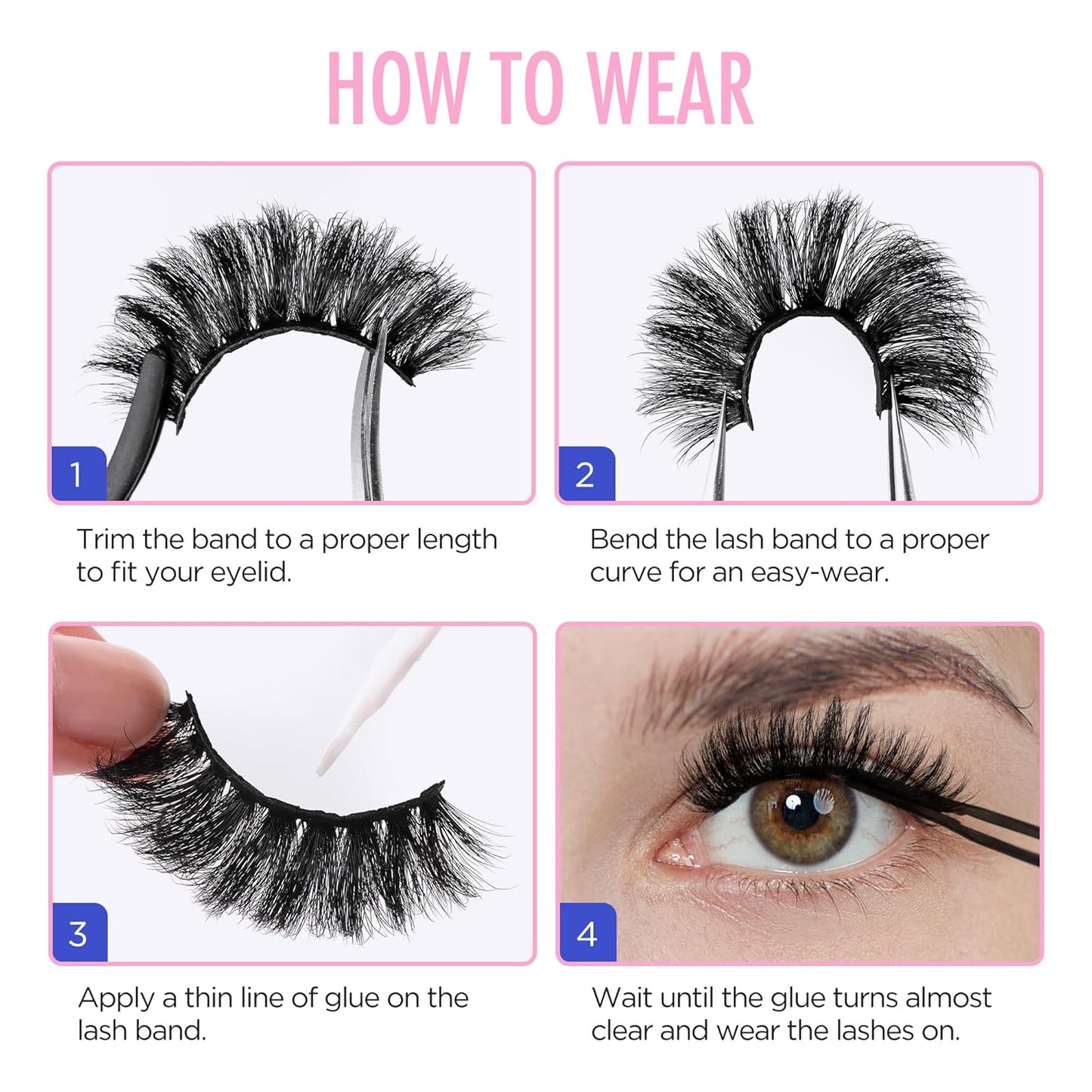 Lashes Russian Lashes Fake Eyelashes -  False Lashes Russian Strip Lashes D Curl Lashes Cat Eye Lashes Fox Eye Lashes WJ3D25-2B4