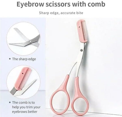 Eyebrow Trimmer Scissor, Upgraded Eyebrow Scissors with Comb, Non-Slip Stainless Steel Eyebrow Trimming Scissors, Eyebrow Cutter Hair Removal Eyebrow Scissors Makeup Tool