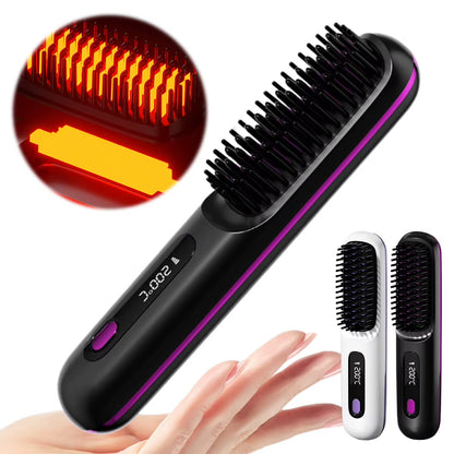 Electric Negative Ions Ceramic Hot Comb 3 Setting Smoothing Negative Ion Hair Care Comb Anti-Scald Ionic Hot Comb Straightener