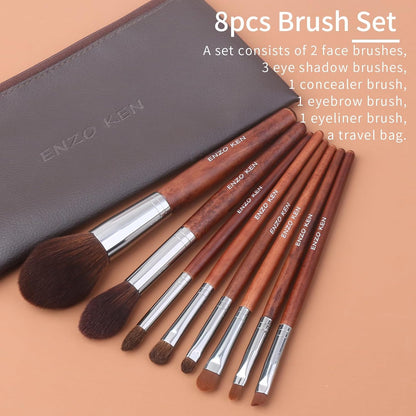 Walnut Makeup Brushes Set Professional, Natural Pony Hair Makeup Brush Set with Case, Cosmetic Brushes Makeup Set, Natural Bristle Makeup Brushes, Natural Hair Make up Brush Set Professional.