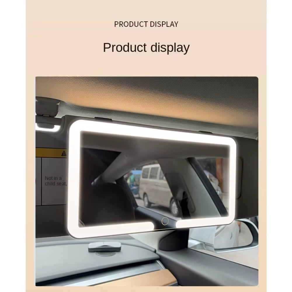 Car Sun Visor Makeup Mirror LED Touch Screen Adjustable Brightness Switchable Auto Interior Makeup Mirror Charging Vanity Mirror