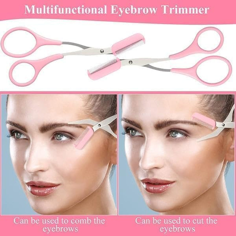 Eyebrow Trimmer Scissor, Upgraded Eyebrow Scissors with Comb, Non-Slip Stainless Steel Eyebrow Trimming Scissors, Eyebrow Cutter Hair Removal Eyebrow Scissors Makeup Tool