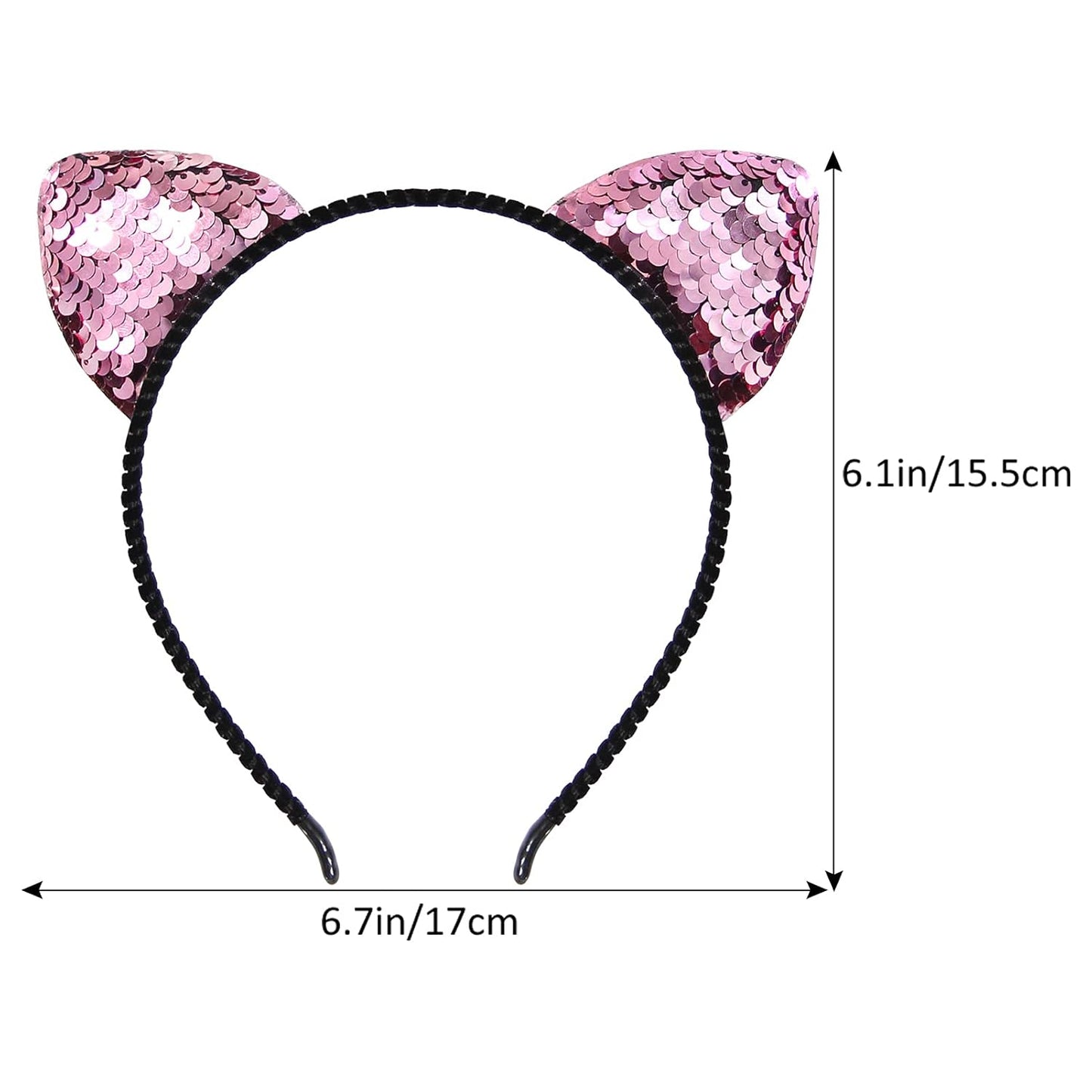 Reversible Sequin Cat Ears Headband Shiny Cat Ear Hair Hoops Cute Bling Hairband Hair Accessories for Women Girl