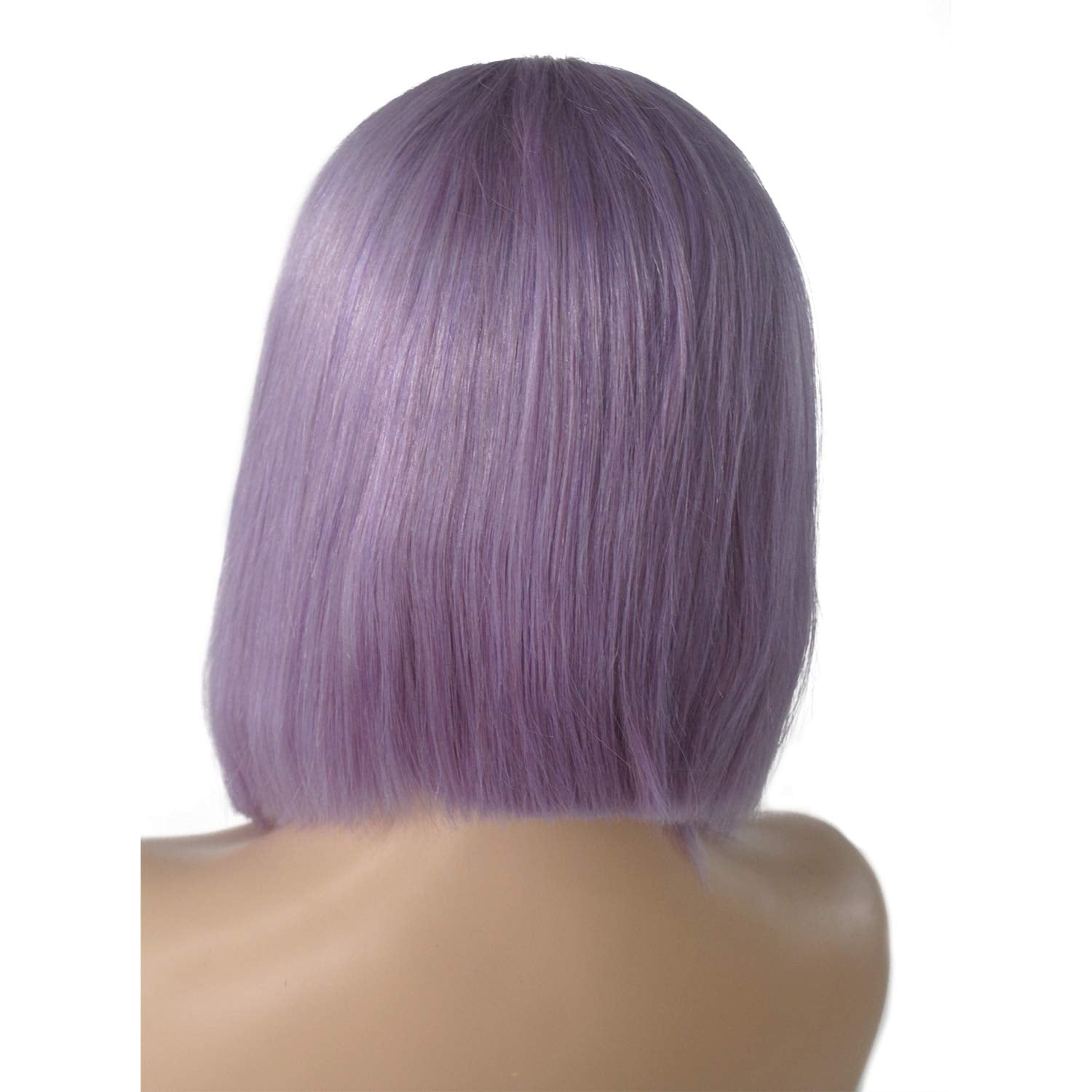 Colored Human Hair Wigs Lilac Blunt Cut Bob Wigs Natural Wigs for Black Women Non Lace Front Wigs Middle Part Wigs Brazilian Remy Hair Machine Made Wigs Long Bob Style Wigs(10 Inch,180% Density)