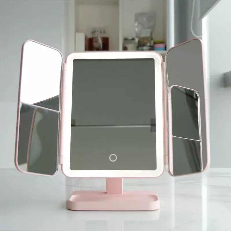 Trifold LED Makeup Mirror