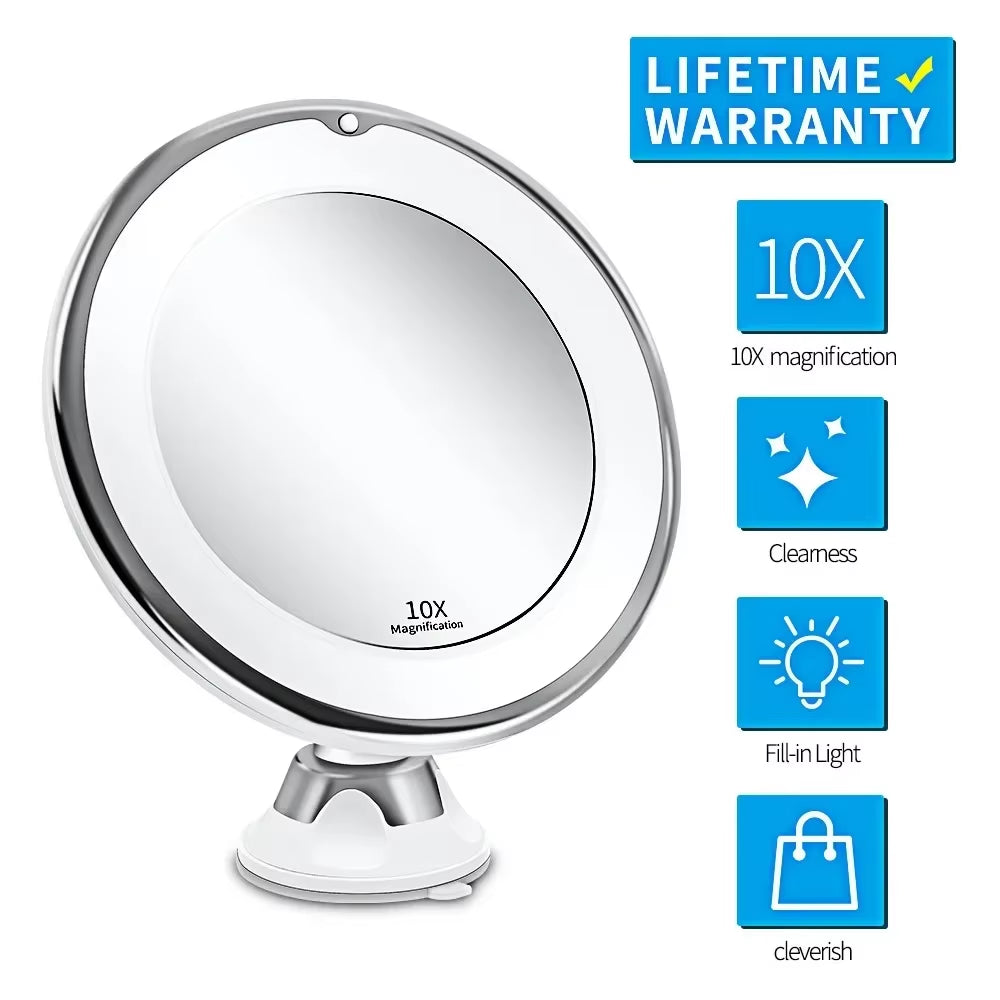 Flexible Makeup Mirror 10X Magnifying Mirrors 14 Led Lighted Touch Screen Vanity Mirror Portable Dressing Table Cosmetic Mirrors