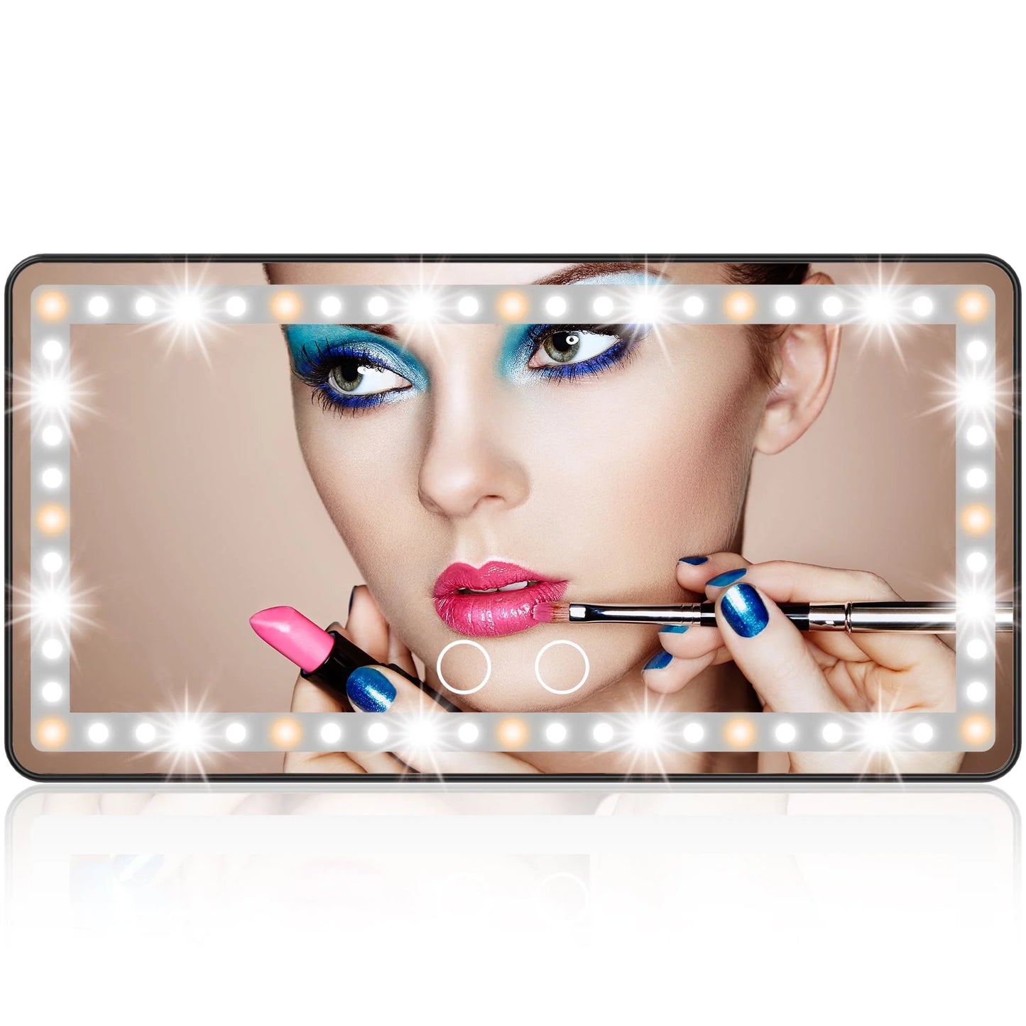 Car Visor Makeup Mirror, Touch Screen Dimmable, Rechargeable Makeup Mirror with 3 Light Modes, Universal Lighted Mirror for Cars