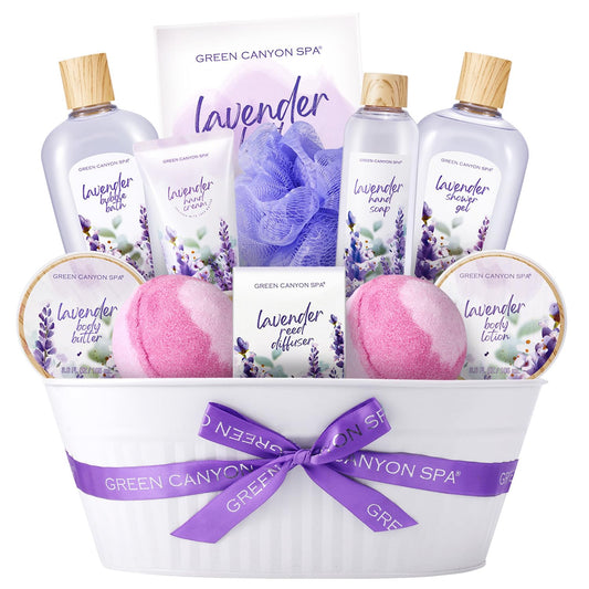 Gifts Baskets for Women, Christmas Bath Sets for Women Gift, 12Pcs Lavender Spa Kit Includes Bath Bomb, Body Lotion, Body Wash, Spa Basket for Men, Gifts for Birthday Christmas