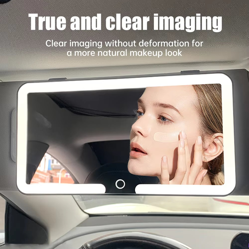 NEW HD Mirror Car LED Makeup Mirror Three Gear Adjustment Sun Visor Plate Interior Rearmirror Dimmable Auto Vanity Mirror