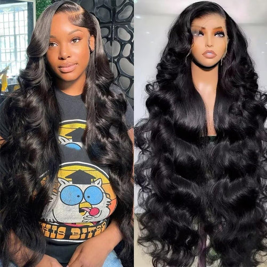 28 Inch Body Wave 13X6 Full Lace Frontal Wigs Human Hair 12A Brazilian Virgin Body Wave 13X6 HD Transparent Lace Front Wigs Human Hair Pre Plucked with Baby Hair Pre Bleached Tiny Knots