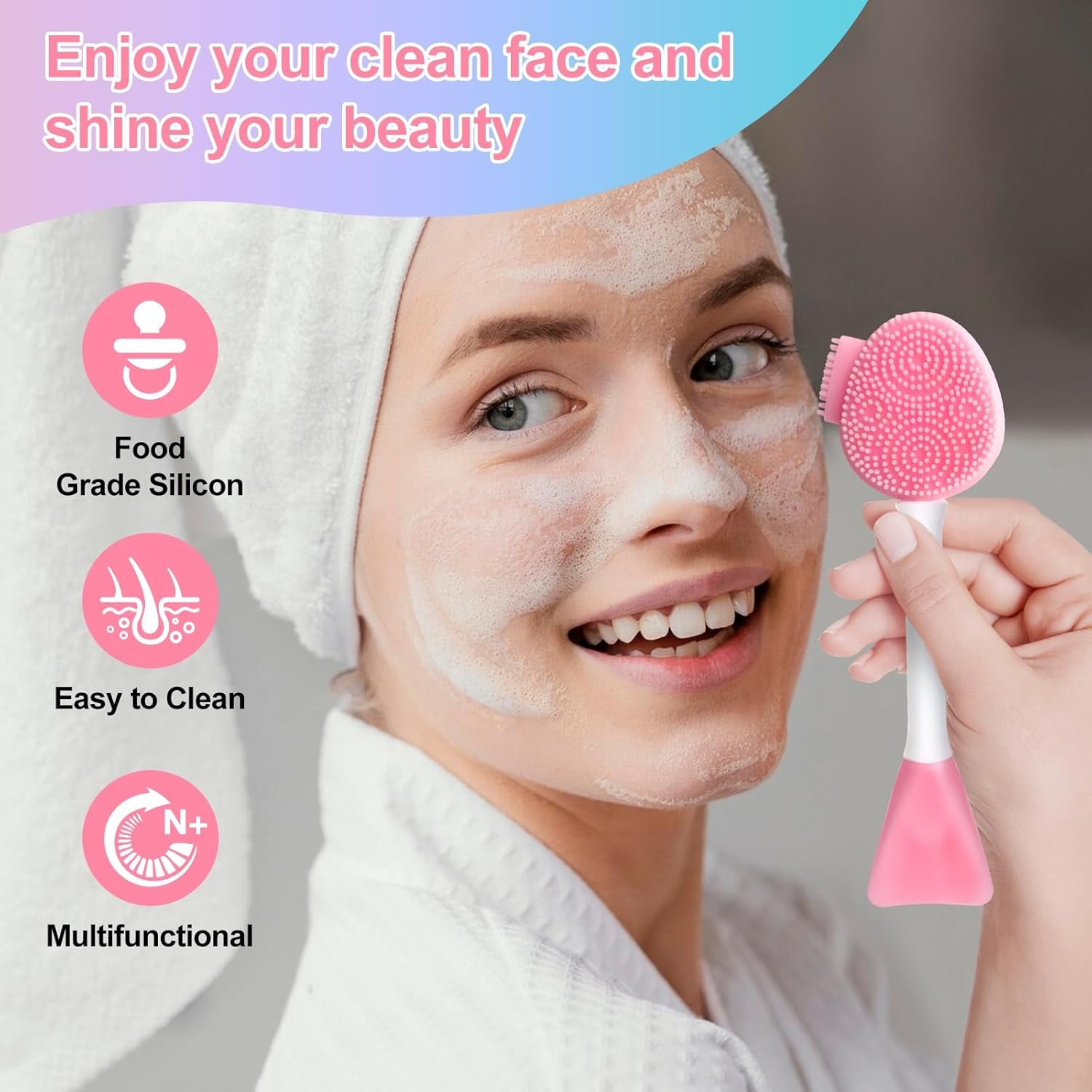 Silicone Face Scrubber Face Mask Brush Exfoliating Lip Brush Cleansing Brush Facial Cleansing/Wash Brush Exfoliator Blackhead Skin Care Tool Makeup Removes Dead & Dry Skin for Women Grils