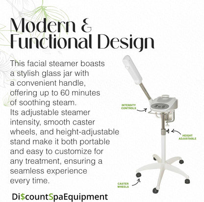 - Basic Digital Ozone Facial Steamer, Facial Steamer for Esthetician, with Silent Timer, Digital Controls & Aromatherapy, Facial Steamer Professional Grade, with Stand, 20 Lbs