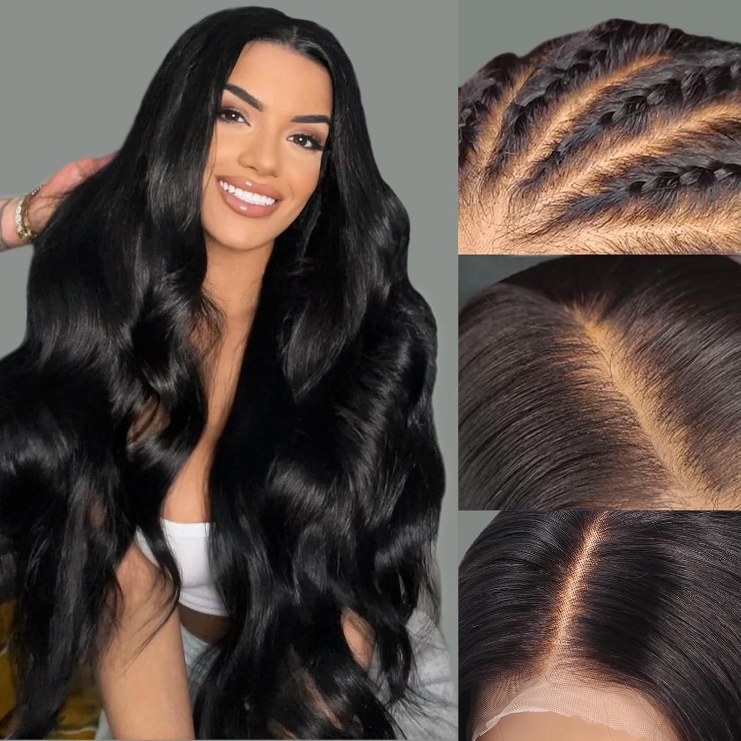 5X6 1BP30 Wear and Go Glueless Wigs Human Hair Pre Cut 24Inch and 13X4 Tiny Knots Real Pre Bleached Body Wave Wigs 24Inch