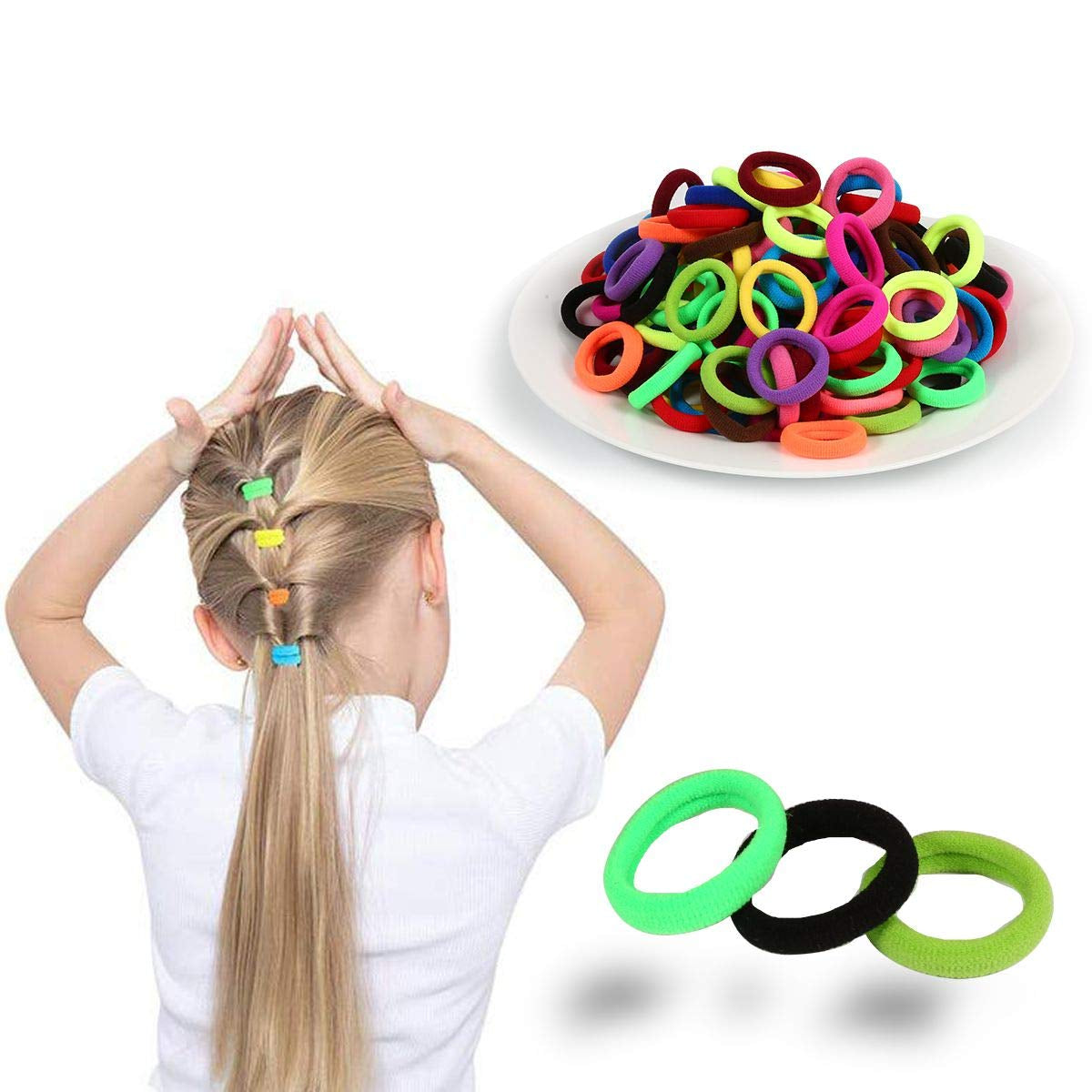 120 Pcs Baby Hair Ties, Cotton Toddler Hair Ties for Girls and Kids, Multicolor Small Seamless Hair Bands Elastic Ponytail Holders(15 Colors)