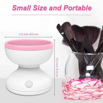 Makeup Brush Cleaner Machine - Portable Automatic USB Cosmetic Brushes Cleaner Tool for All Size Beauty Makeup Brush Set, Liquid Foundation,Eyeshadow,Valentines Day Gifts for Women (Pink White)