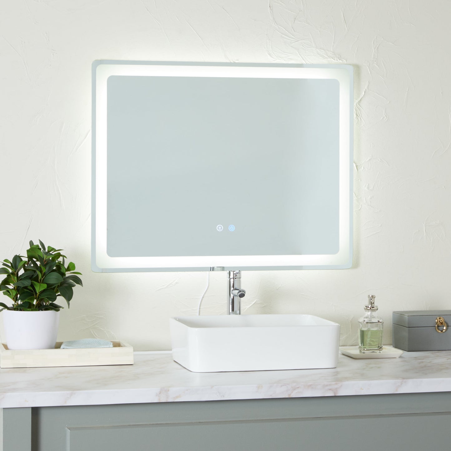 36" X 28" Silver anti Fog Mirror with LED Light