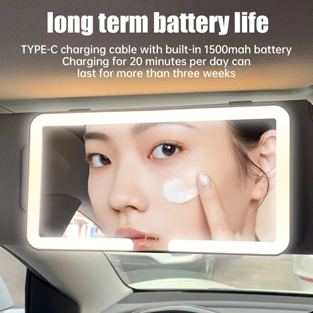 1Pc LED Makeup Mirror Car Touchscreen Gear Adjustment Sun Visor Plate Rearmirror Dimmable Touchscreen Auto Vanity Mirror