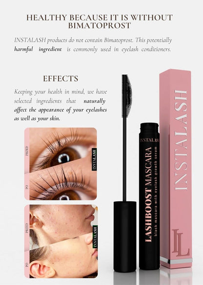 Lashboost Mascara with Lash Growth Serum | Advanced Eyelash Enhancing Serum Infused Black Mascara | Eyelash Treatment Helps Boost Lash Length, Volume & Definition 10Ml