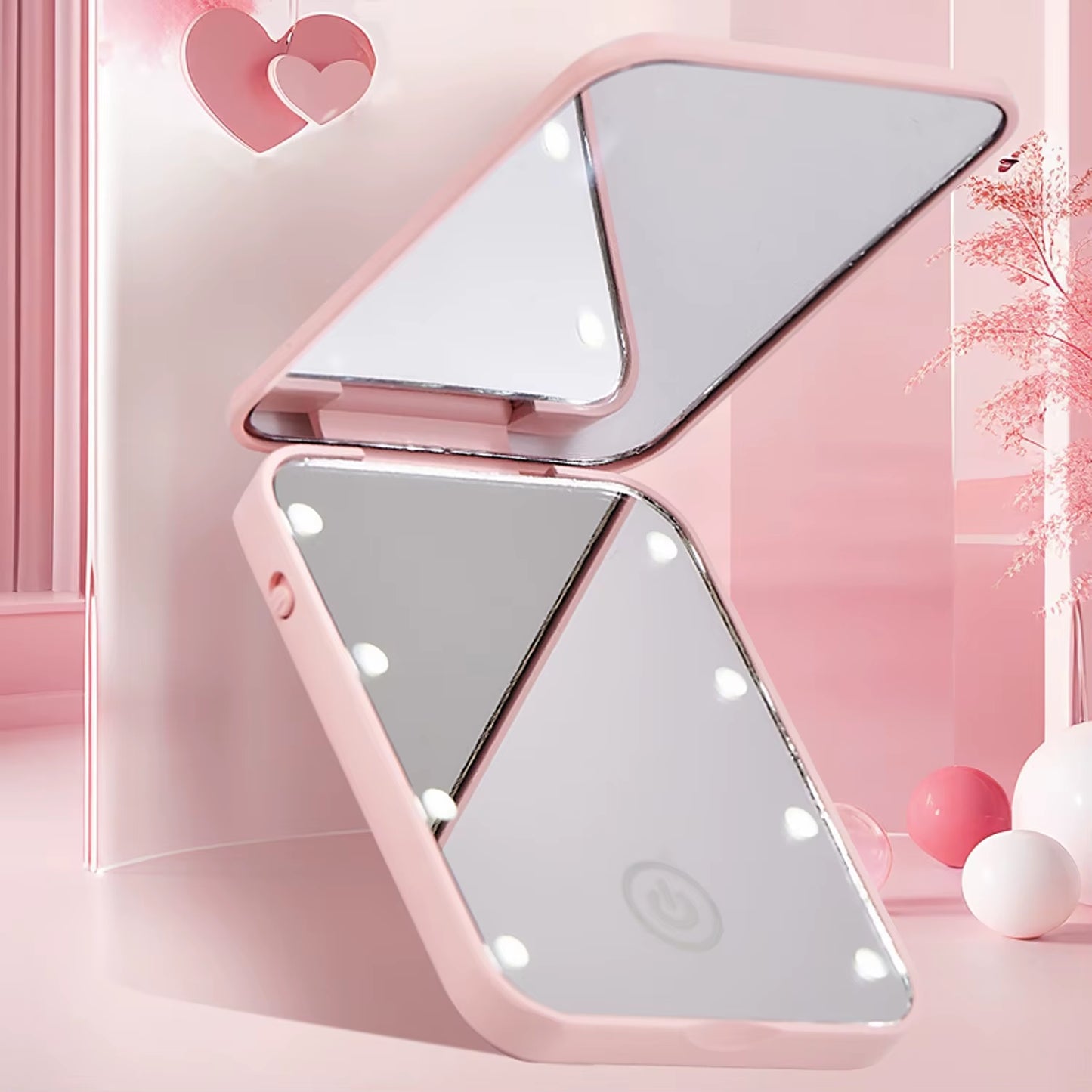 LED Makeup Mirror, Compact Small Folding Makeup Mirror, Portable Travel Makeup Mirror, Exquisite Women'S Gift