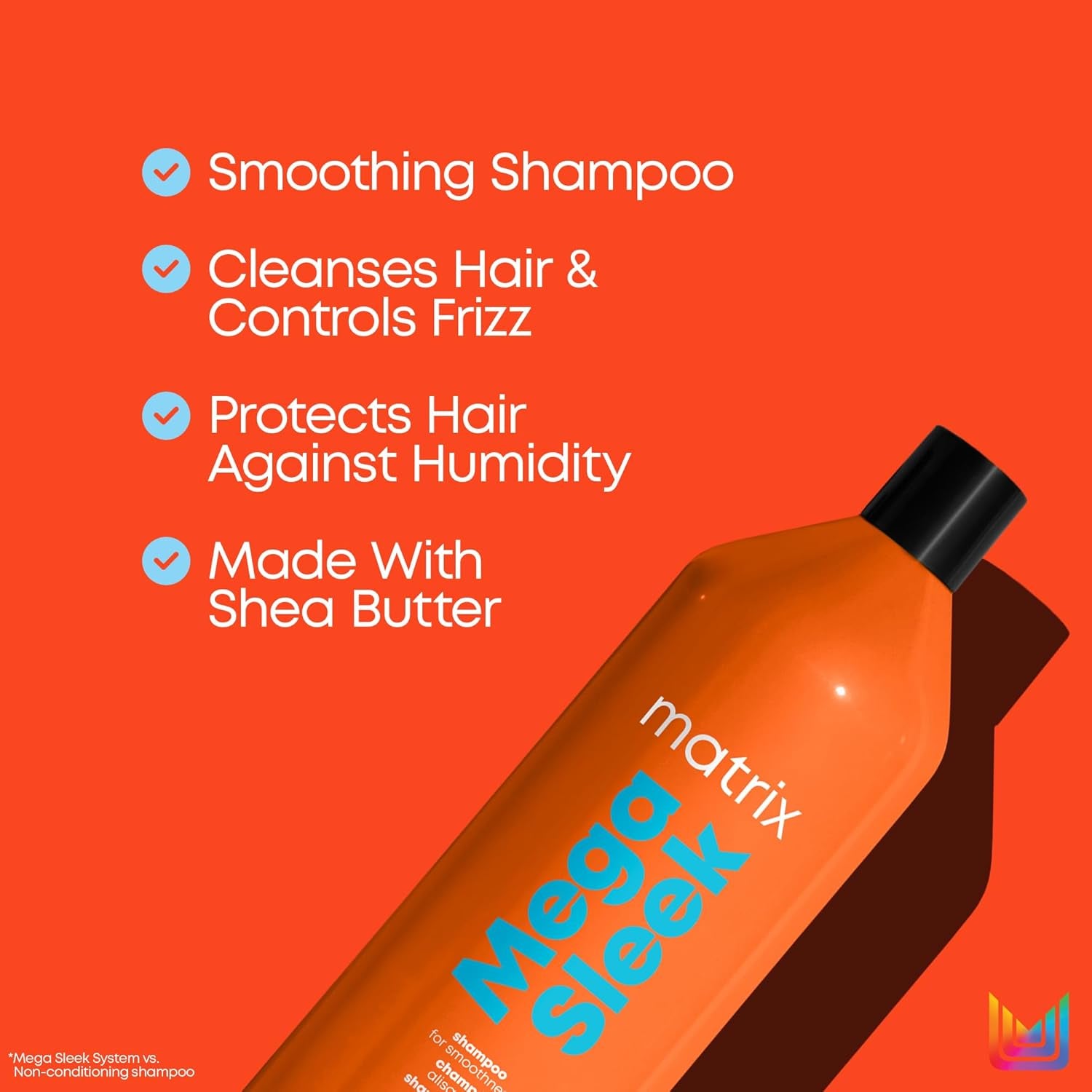 Mega Sleek Shampoo and Conditioner Set - Smoothing, Anti-Frizz, Detangling, for Dry, Damaged & Frizzy Hair, Nourishes with Shea Butter, Vegan