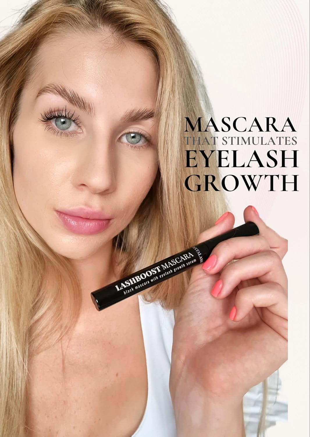 Lashboost Mascara with Lash Growth Serum | Advanced Eyelash Enhancing Serum Infused Black Mascara | Eyelash Treatment Helps Boost Lash Length, Volume & Definition 10Ml