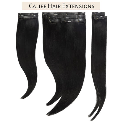 18Inch Jet Black Seamless Human Hair Extensions Ultra Invisible Skin Weft Clip Ins 7Pcs 110Gram Black Hair Extensions Remy Human Hair Full Head PU Clip on Straight Hair Extensions