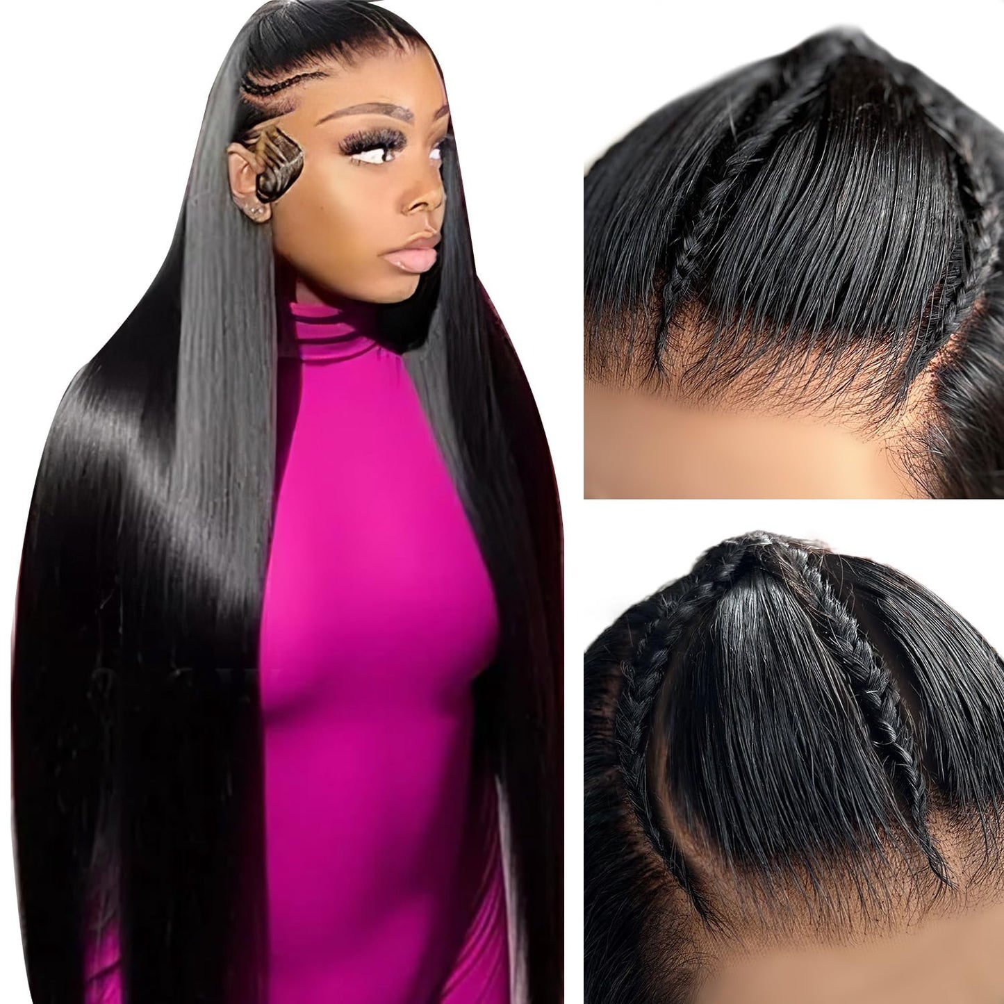 250 Density HD Lace Front Human Hair Wigs for Black Women 15A Grade Bleach Knots Glueless Wear and Go 9X6 Pre Braided Wig 9X6 Straight Lace Frontal Wigs Human Hair Pre Plucked Pre Cut 24Inch