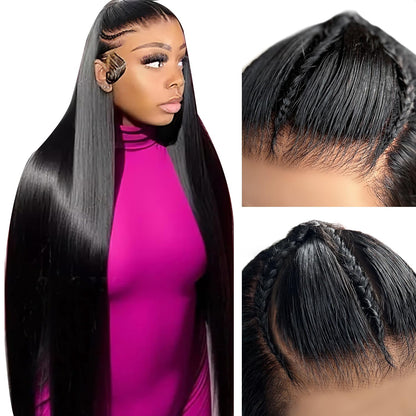 250 Density HD Lace Front Human Hair Wigs for Black Women 15A Grade Bleach Knots Glueless Wear and Go 9X6 Pre Braided Wig 9X6 Straight Lace Frontal Wigs Human Hair Pre Plucked Pre Cut 24Inch