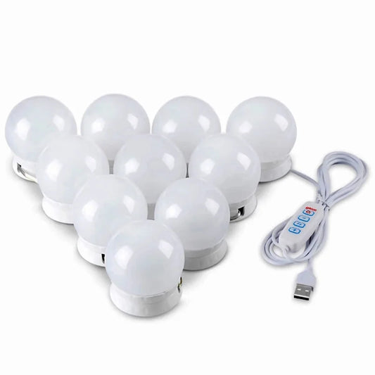 Vanity Mirror Light Bulbs, 10 Dimmable LED Bulbs, 3 Modes, Hollywood Style Makeup Bulbs