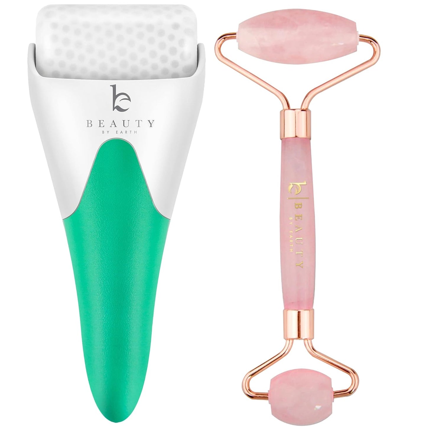 Ice & Rose Quartz Roller for Face - Face Massager Skin Care Tools with Small Eye Roller for Puffy Eyes