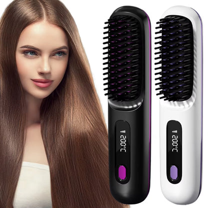 Electric Negative Ions Ceramic Hot Comb 3 Setting Smoothing Negative Ion Hair Care Comb Anti-Scald Ionic Hot Comb Straightener