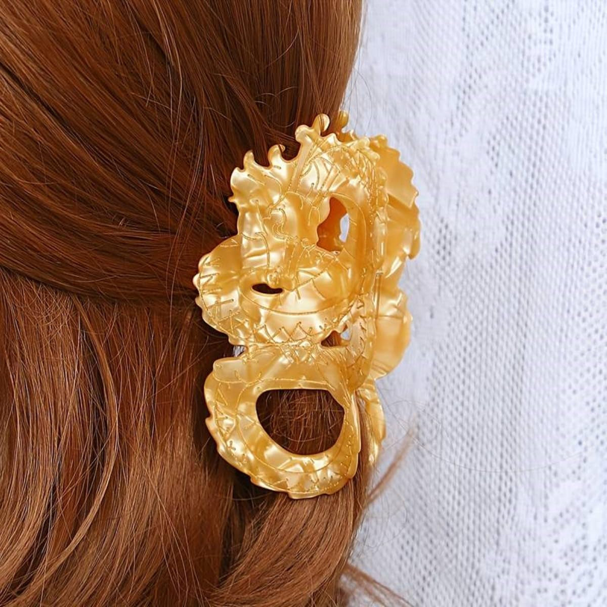 Dragon Hair Clip,Acetate Hair Claw,Small Hair Clips for Women,Gold