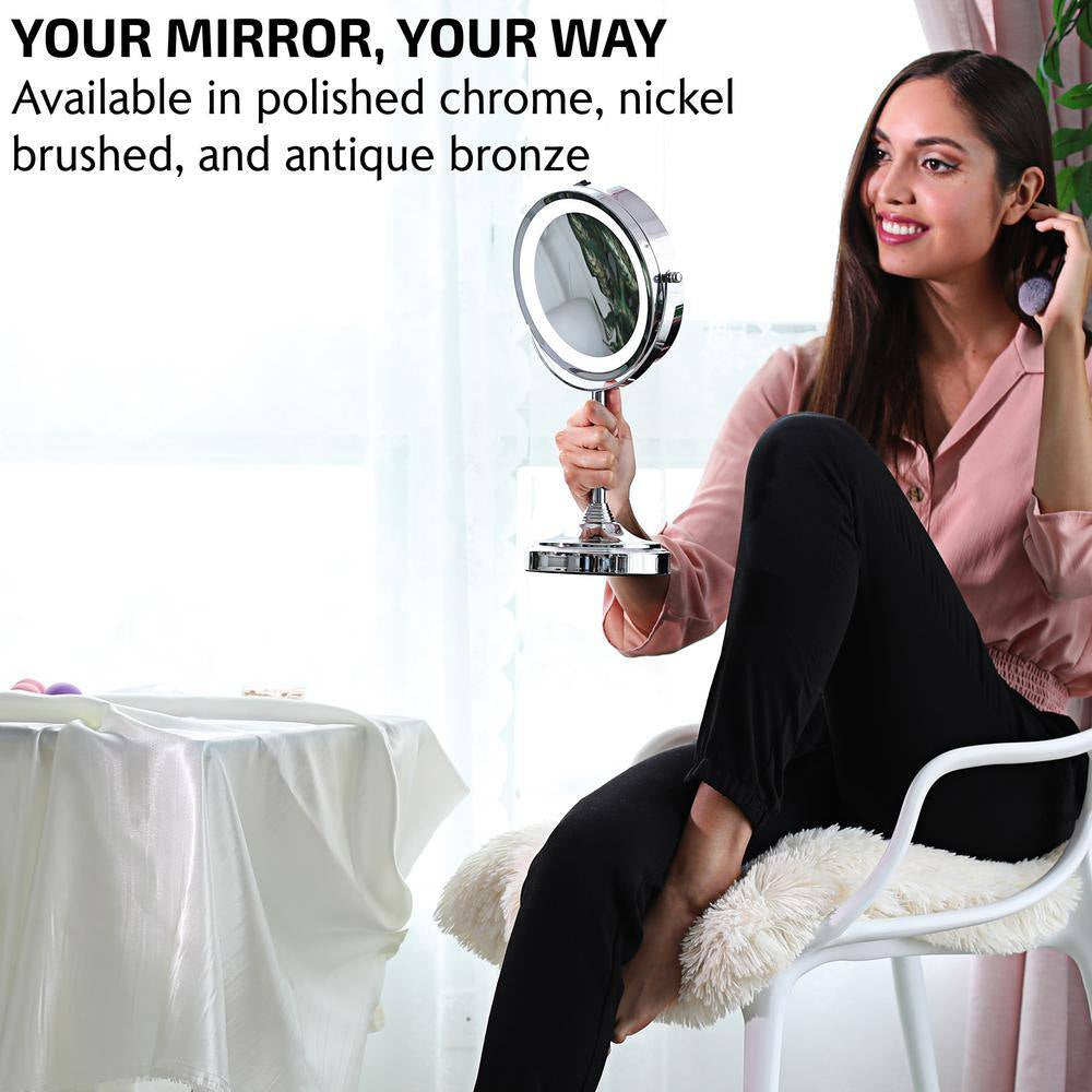 5.3 In. X 12.8 In. Tabletop Makeup Mirror in Polished Chrome