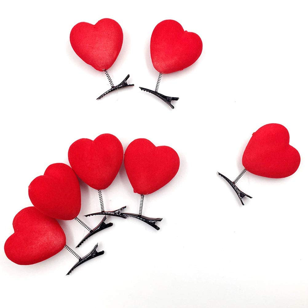 Valentines Day Red Heart Hair Clips Hairpins Head Bopper,Valentines Day Supplies,10Pcs