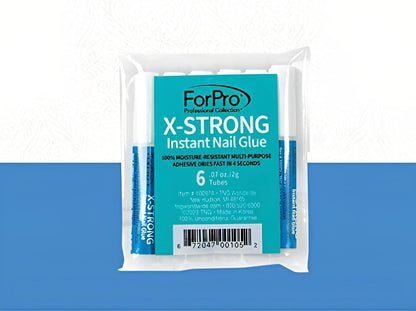 X-Strong Instant Nail Glue, Long-Lasting, Quick-Drying Super Glue for Applying Fake Nails, 0.07 Oz (Pack of 6)